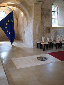 Grave of Robert Schuman in Saint Quentin church, in Scy-Chazelles, near Metz, France